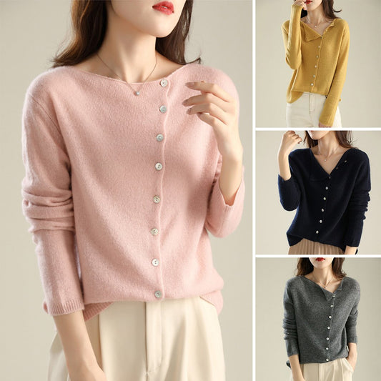 💕🎀🎉【50% ОТСТЪПКА】【40-80 кг】Модерно и елегантно дамско кашмирено плетено ежедневно яке
