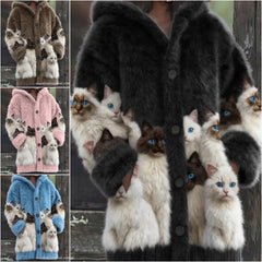 🐱❤️【S-5XL】Сладко яке от котешка кожа с качулка и дебела подплата от флис