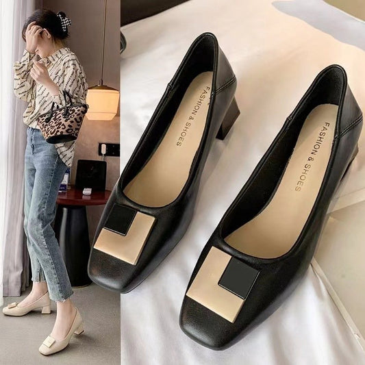 50% ОТСТЪПКА👠Елегантни френски обувки на висок ток с квадратен връх и мека подметка🔥