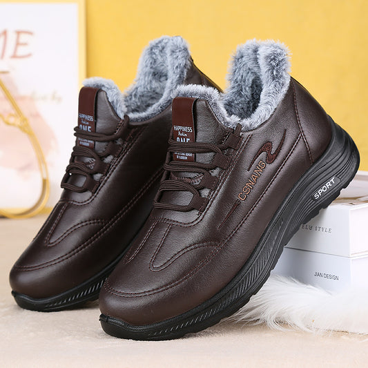 👞 Зимни мъжки спортни обувки с гънка, кожен горник и анти-плъзгаща се подметка