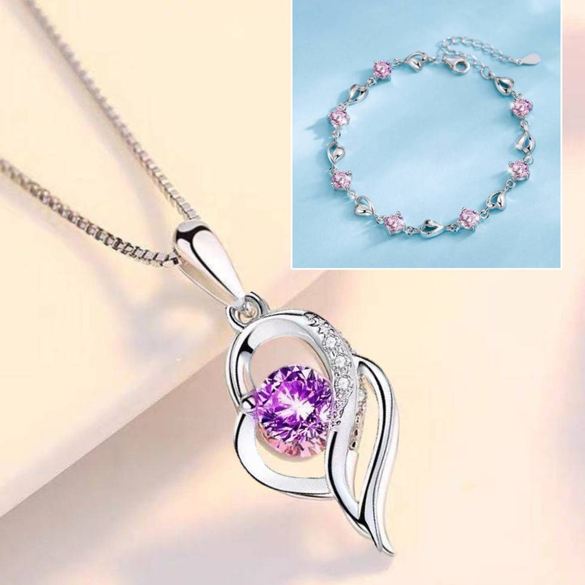 ✨💎【50% отстъпка】Комплект гривна и колие от сребро 925 „Сърцето на океана“ (Колие + Гривна)