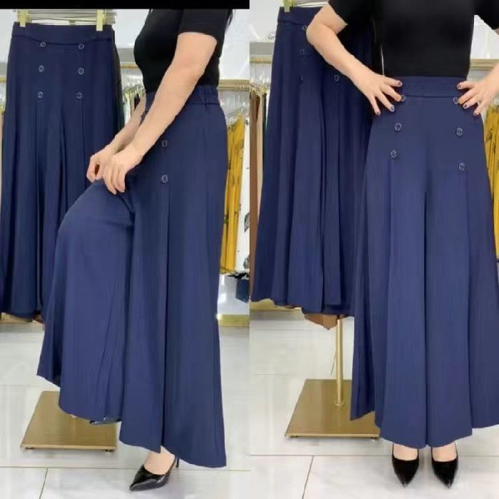 【M-5XL】Дамски модни панталони с висока талия и широк крачол, меки и с елегантно падаща материя, с изискано качество