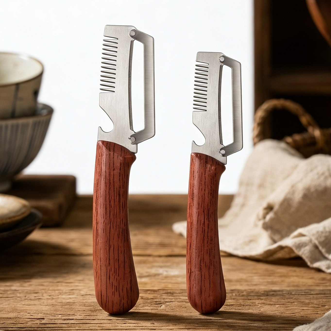 ✅Pirk 1, gauk 1 nemokamai🧅🔪 3 viename daugiafunkcis virtuvinis skustukas: Lupa, pjausto ir atidaro butelius! 🔥