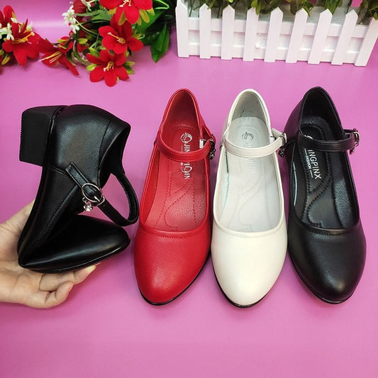 👠【горещи продажби】👠2026 нови кожени обувки с кръгъл ток и дебела подметка