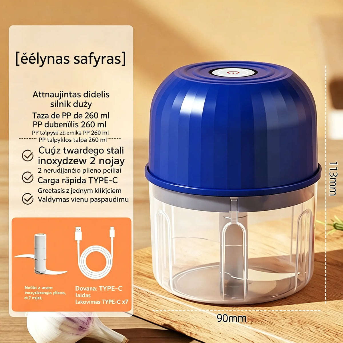 👍👍Efektyvus ir belaidis mini elektrinis maisto smulkintuvas