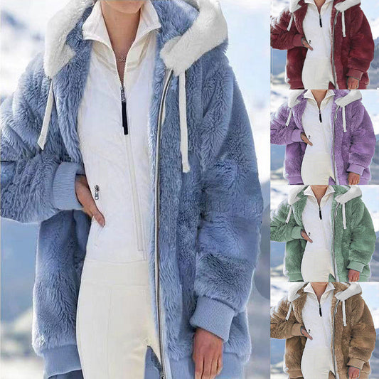 ☃️Limitovaná sleva 39%❄️【Kupte 1 a získejte 1 zdarma】[S-5XL] Dámská bunda 2025 s kontrastními pruhy z hustého plyše